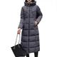 S.CHARMA Womens Winter Coat, Long Sleeve High-Necked Long Warm Down Jacket with Hat for Women Ladies Daily Travel Wear Casual Vintage Stylish Grey