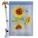 Breeze Decor Summer Sunflower 2-Sided Polyester 40" x 28" Flag set in Brown/Gray | 40 H x 28 W x 4 D in | Wayfair