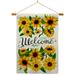 Breeze Decor Welcome Sunflowers Bouquet 2-Sided Polyester 40" x 28" Flag set in Green/Orange | 40 H x 28 W in | Wayfair
