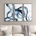 Beachcrest Home™ Octopus in the Blues - 3 Piece Floater Frame Print Set on Canvas in Blue/White | 33.5 H x 52.5 W x 2 D in | Wayfair