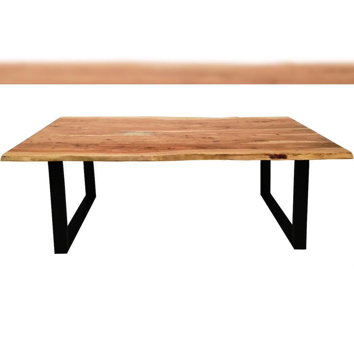 SIT Möbel Baumkante-Esstisch 120x80 cm | 26 mm Platte antikfinish Akazie | Stahlgestell schwarz | B 120 x T 80 x H 77 cm | 07107-33 | Serie TABLES&CO Image