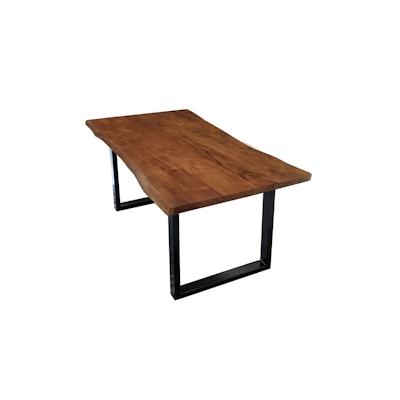 SIT Möbel Baumkante-Esstisch 200x100 cm | Platte Akazie nussbaumfarbig | Stahlgestell schwarz | B200xT100xH77 cm | 07103