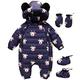 Baby Christmas Hooeded Romper Down Snowsuit with Gloves Booties Winter Outfits Set Blue 9-12 Months
