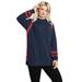 Plus Size Women's Side Stripe Mockneck Sweater by ellos in Navy (Size 26/28)