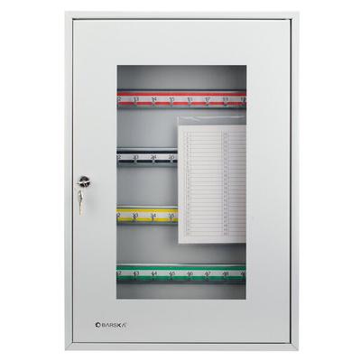 Barska CB12950 15" x 3" x 21 3/4" Gray Steel 50-Key Cabinet with Glass Window, Key Lock, and Index
