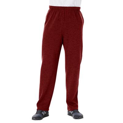Men's Big & Tall Fleece Open-Bottom Sweatpants by KingSize in Burgundy Marl (Size 3XL)