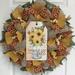 The Holiday Aisle® Fall Welcome Wreath w/ Sunflower Tag Burlap/Deco Mesh, Wood in Brown/Green/Orange | 24 H x 24 W x 6 D in | Wayfair