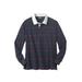 Men's Big & Tall Long-Sleeve Rugby Polo by KingSize in Heather Charcoal Stripe (Size 2XL)