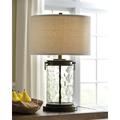 Longshore Tides Ranchester 25.25" Bronze/Clear Table Lamp Glass/Metal/Fabric in Brown/White | 25.25 H x 16 W x 16 D in | Wayfair