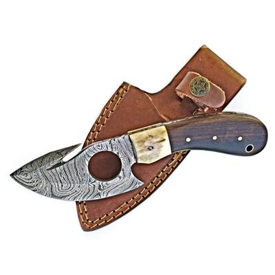 Titan Damascus Steel Hand Forged Gut Hook Skinning Knife 7.2in TD-006 TDK-6