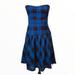 American Eagle Outfitters Dresses | Aeo Blue Plaid Strapless Mini Dress | Color: Black/Blue | Size: 4