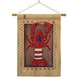 Breeze Decor Patriotic Lobster 2-Sided Polyester 40 x 28 in. Flag Set in Brown/Red | 40 H x 28 W x 1 D in | Wayfair