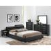 Orren Ellis Noor Low Profile Storage Platform Bed Upholstered/Faux leather in Black | 29 H x 81 W x 98 D in | Wayfair