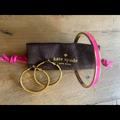 Kate Spade Jewelry | Hot Pink Ks Gold Bracelet And Gold Earrings | Color: Gold/Pink | Size: Os