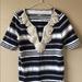 J. Crew Tops | J.Crew Striped Knit Top Tee Rope Embroidered Navy Nautical Coastal Blouse | Color: Blue/Cream | Size: S