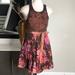 Free People Dresses | Free People Beaded Floral Fit Flare Mini Dress S | Color: Brown/Purple | Size: S