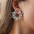 Free People Jewelry | Last! Sunburst Silver Hoops W/ Pearl Accents | Color: Silver/White | Size: Os