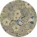 Yellow Round 8' x 8' Indoor Area Rug - East Urban Home Floral Machine Made Power Loom Wool & Polyester/Beige Area Rug Polyester/Wool | Wayfair