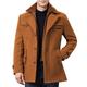 Mens Winter Trench Coat Padded Wool Peacoat Casual Thick Military Coats with Removable Inner Collar