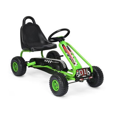 Costway 4 Wheel Pedal Powered Ride On with Adjustable Seat-Green