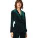 Plus Size Women's Velvet Belted Blazer by ellos in Deep Emerald (Size 20)