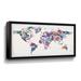 Gemma Violet 'Floral World Map Silhouette Travel Series Decor' - Print Canvas in Blue/Green/Pink | 24 H x 48 W x 2 D in | Wayfair