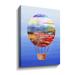 Wrought Studio™ 'Travel in Style Magic Hot Air Balloon' - Print Canvas in Blue/Brown/Red | 18 H x 24 W x 2 D in | Wayfair