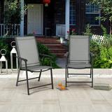 FORCLOVER Set Of 2 Outdoor Patio Folding Chairs Metal in Black/Gray | 37.5 H x 27 W x 23 D in | Wayfair HWY1-OP3097-2