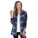 Plus Size Women's Flannel Tunic by Roaman's in Navy Light Jade Plaid (Size 26 W) Plaid Shirt