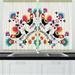 East Urban Home 2 Piece Themed Illustration w/ Vivid Roosters & Flowers Polish Folk Art Kitchen Curtain Set | 39 H x 55 W x 2.5 D in | Wayfair