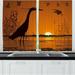 East Urban Home 2 Piece Nature Themed Bird Silhouettes at Sunset in Swamp Egret Kitchen Curtain Set Polyester | 39 H x 55 W x 2.5 D in | Wayfair