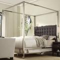 Mercury Row® Pettaway Tufted Low Profile Canopy Bed Metal & Upholstered/Linen in Black/Brown | 83 H in | Wayfair B9A7EBF4D2A64ED092DB2381BFF9140C