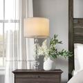 Rosdorf Park Christyn 29" Clear Table Lamp Set Metal/Fabric/Crystal in Gray/White | 29 H x 14 W x 14 D in | Wayfair