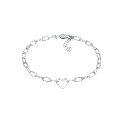 Elli - Herz Gliederkette Oval Trend 925 Silber Armbänder & Armreife 1 ct Damen