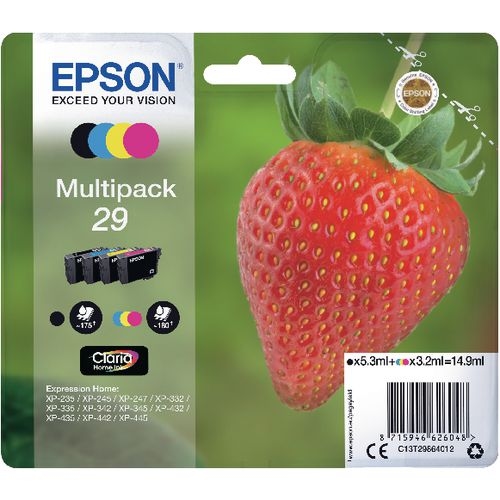 Epson 29 Original Tintenpatrone C13T29864012 Schwarz, Cyan, Magenta, Gelb Multipack 4 Stück Image