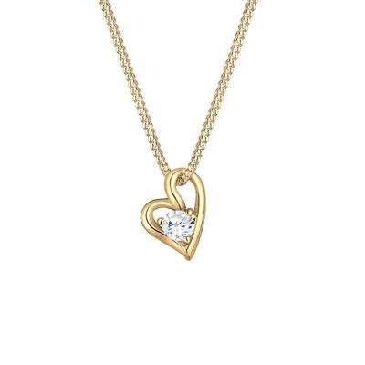 Elli PREMIUM - Herz Liebe Zirkonia 585 Bezaubernd Gelbgold Ketten 1 ct Damen