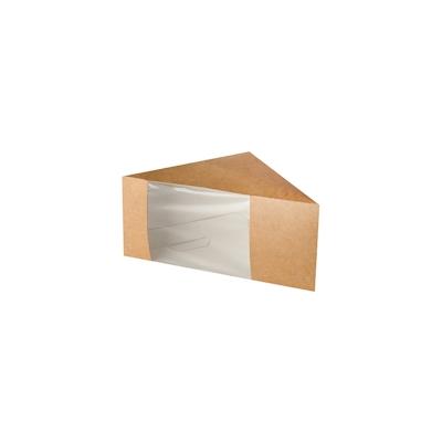 Papstar 500 Stück Bio-Sandwichboxen, Pappe mit Sichtfenster aus PLA pure 12,3 x 12,3 x 8,2 cm braun