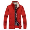 wkd-thvb Men's Sweaters Autumn Winter Warm Cashmere Zipper Cardigan Casual Knitwear Red M