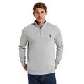 U.S. Polo Assn. Mens 1/4 Zip Neck Knit Jumper (Grey Heather, L)