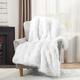 Luxury Plush Faux Fur Throw Blanket, Long Pile White Throw Blanket, Super Warm, Fuzzy, Elegant, Fluffy Decoration Blanket Scarf for Sofa, Armchair, Couch and Bed, 125 x 150cm