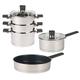 Russell Hobbs COMBO-6678 Cookware Set, Saucepan/Frying Pan/Steamer Set, Stainless Steel, Induction Suitable Cooking Pots, Dishwasher Safe, Vegetable Steaming Set, with Lids, Excellence Collection