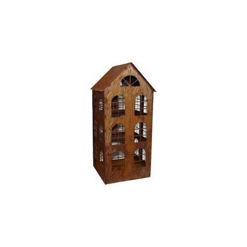 Edelrost Haus 70cm Windlicht für Teelichter Deko Gartenfigur Gartendekoration Rostfigur Rostdeko