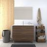 Meuble de salle de bain à poser kayla avec miroir et lavabo - 3 tiroirs - frêne tea - 70CM