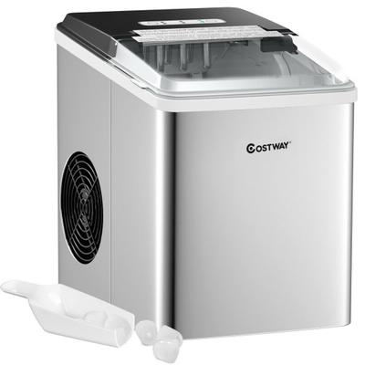 Costway Stainless Steel 26 lbs/24 H Self-Clean Countertop Ice Maker Machine