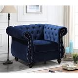 Chesterfield Chair - House of Hampton® Feldt 40.6" Wide Tufted Velvet Chesterfield Chair Wood/Velvet in Blue | Wayfair