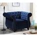 Chesterfield Chair - House of Hampton® Feldt 40.6" Wide Tufted Velvet Chesterfield Chair Wood/Velvet in Blue | 30 H x 40.6 W x 32.6 D in | Wayfair