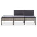 Dovecove 3 Piece Sectional Sofa w/ Coffee Table Rattan Synthetic Wicker/All - Weather Wicker/Wicker/Rattan in Gray/Black | Outdoor Furniture | Wayfair