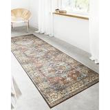 Blue/Red 90 x 0.13 in Area Rug - Bungalow Rose Gelo Oriental Terracotta/Sky Area Rug Polyester | 90 W x 0.13 D in | Wayfair