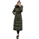Women Quilted Winter Long Down Coat TUDUZ Puffer Fur Collar Hooded Parka Overcoat Slim Thick Cotton-Padded Outerwear Jackets (Green ) UK(Bust)-XL/CN-3XL