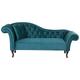 Chaise Longue Méridienne Chesterfield Côté Gauche en Velours Bleu pour Salon Glamour et Vintage